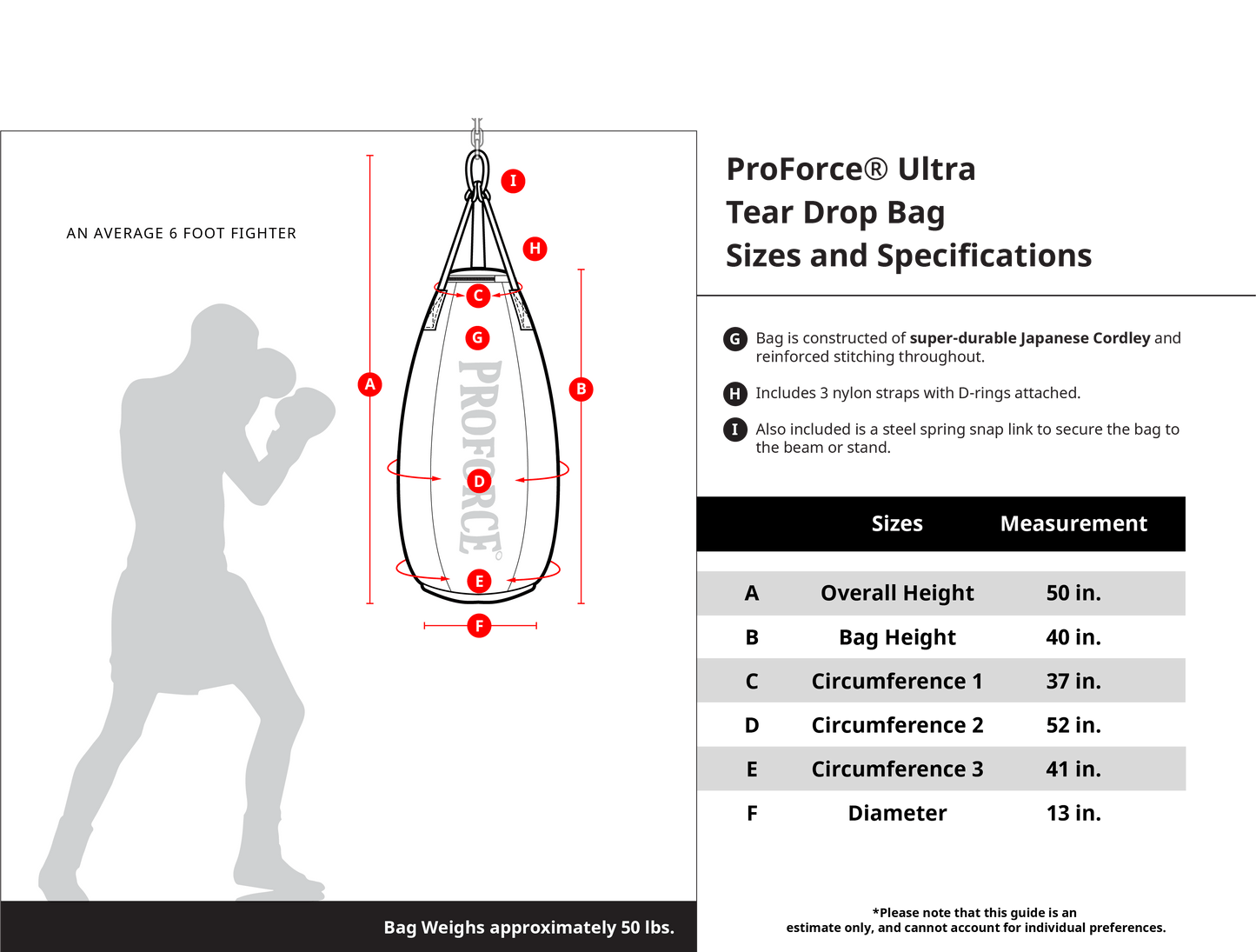 ProForce® Ultra Tear Drop Heavy Bag