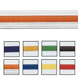 Double Wrap Striped White Belt