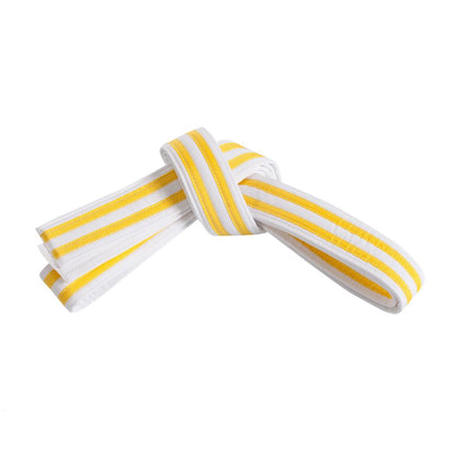 Double Wrap Double Striped White Belt