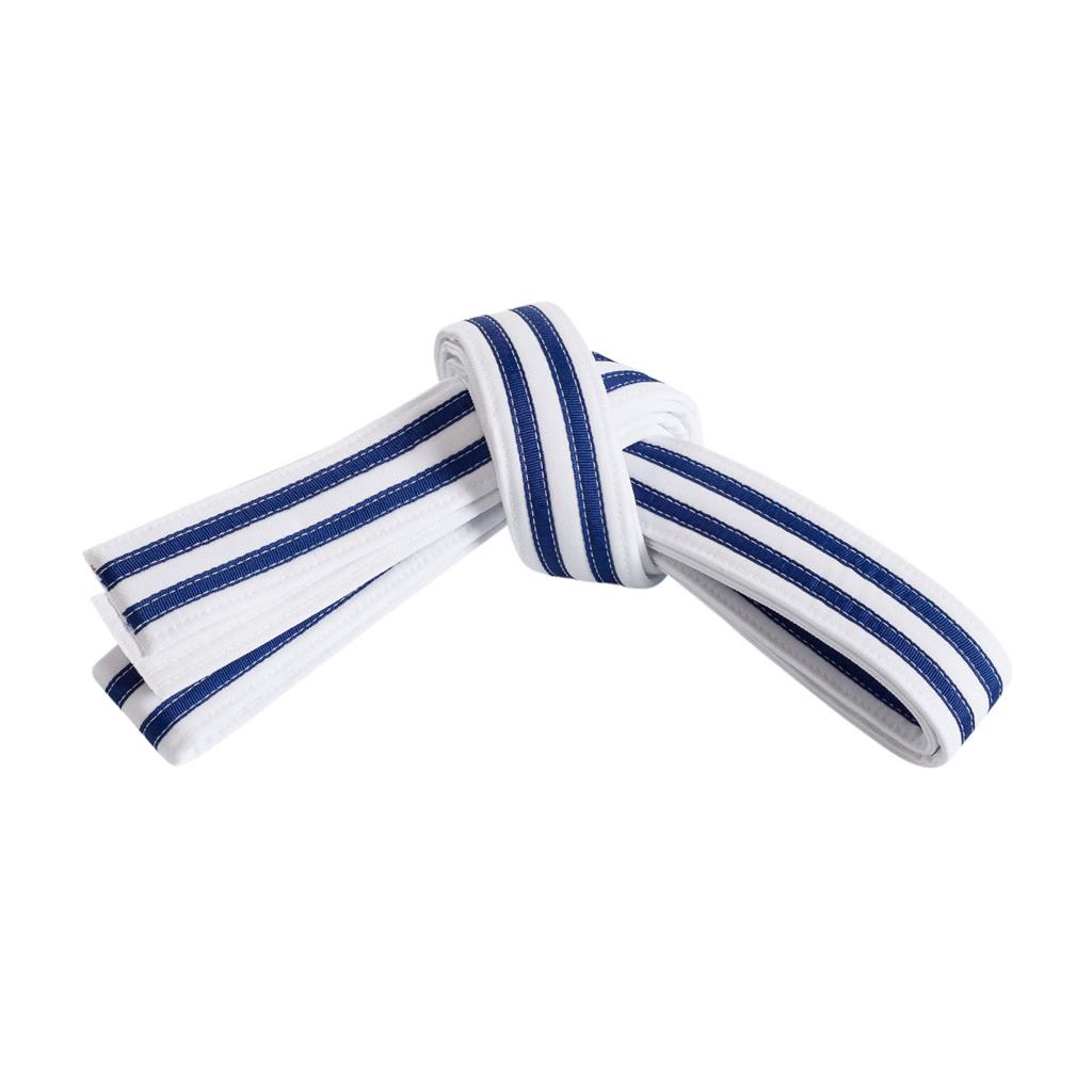 Double Wrap Double Striped White Belt