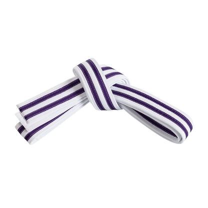 Double Wrap Double Striped White Belt