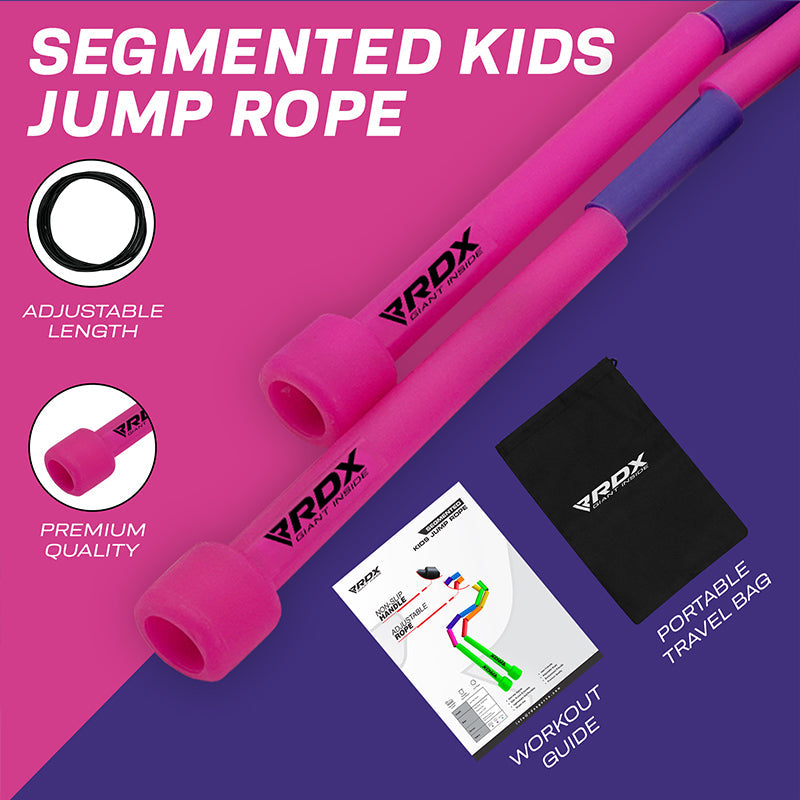 RDX BP Pink Purple Colour Braided Nylon Tangle-Free 10ft Kids Skipping Rope