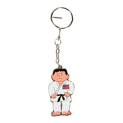 Karate Man with Flag Keychain