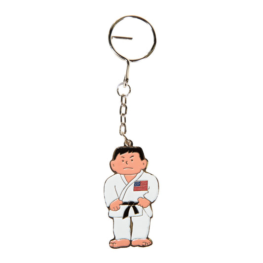 Karate Man with Flag Keychain