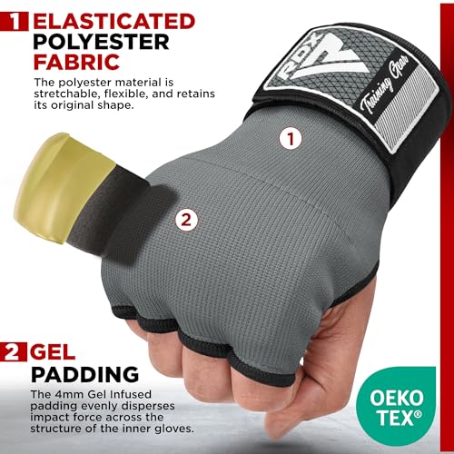 RDX IS Gel Padded Inner Gloves Hook & Loop Wrist Strap for Knuckle Protection OEKO-TEX® Standard 100 certified