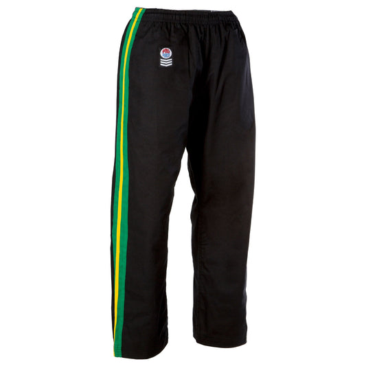 ProForce Sport® Demo Karate Pants Black w/Green & Yellow Stripes