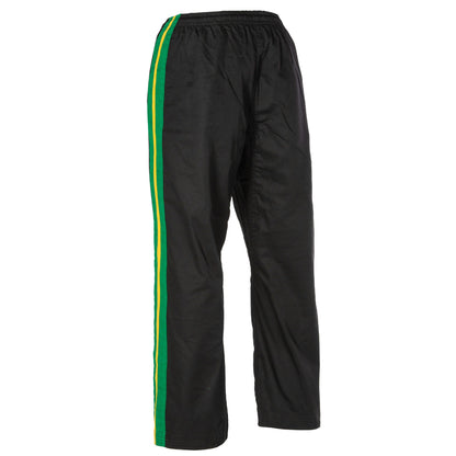 ProForce Sport® Demo Karate Pants Black w/Green & Yellow Stripes