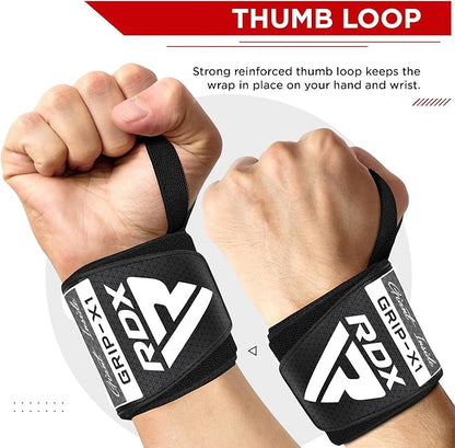 RDX W3 IPL USPA Approved Powerlifting Wrist Support Wraps with Thumb Loops OEKO-TEX Standard 100 certified