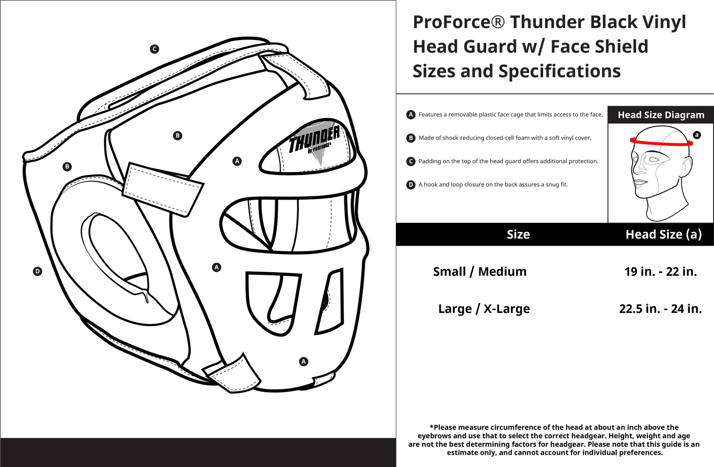 ProForce® Thunder Vinyl Head Guard w/ Face Shield