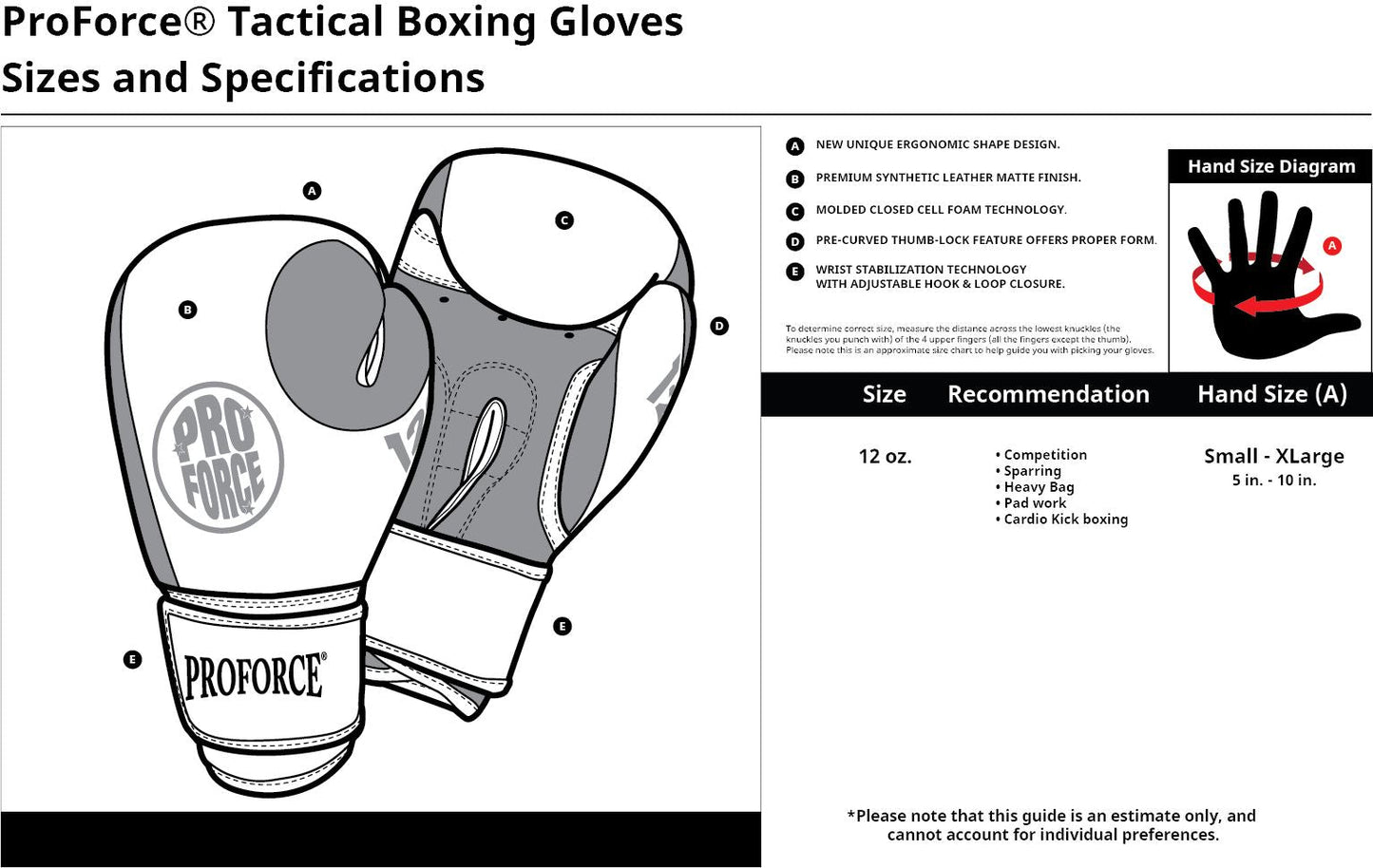 ProForce® Tactical Boxing Training Glove 12oz.