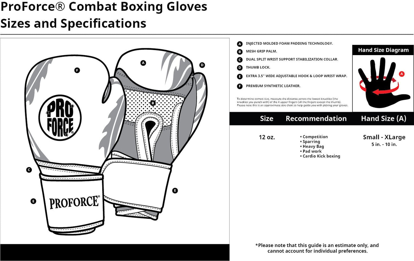 ProForce® Combat Boxing Training Glove 12 oz.