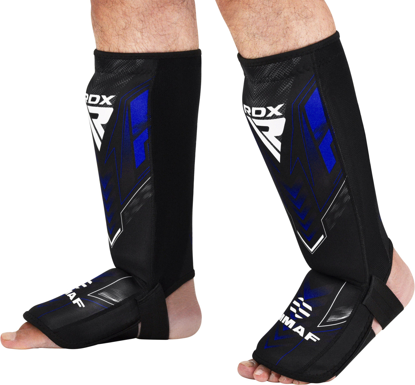 RDX IMMAF Approved Neoprene Shin Instep Guards Blue