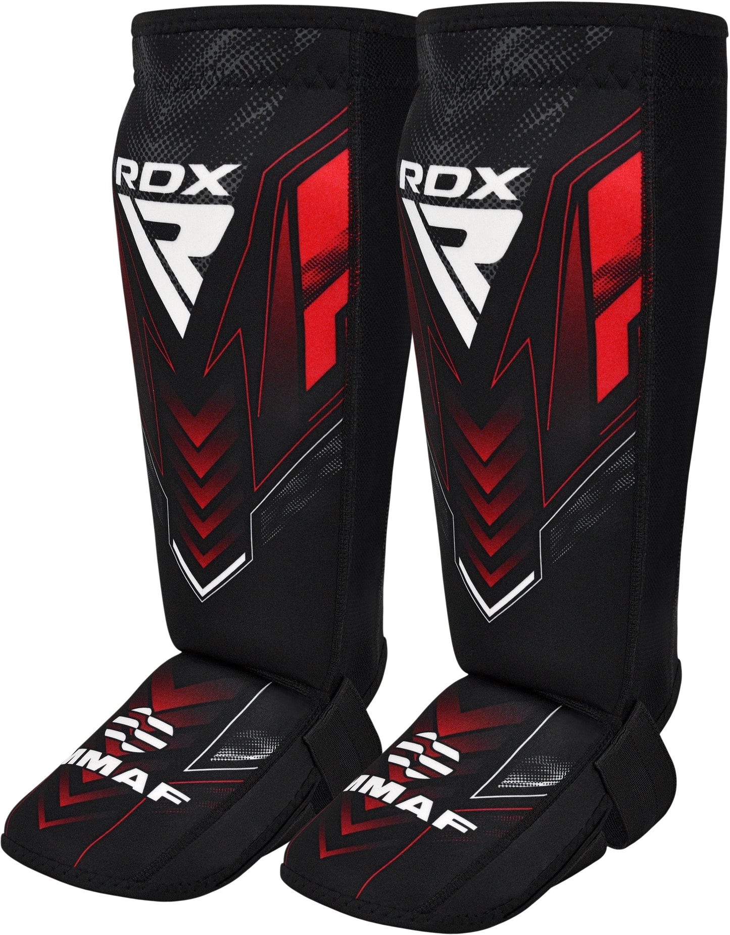 RDX IMMAF Approved Neoprene Shin Instep Guards Red