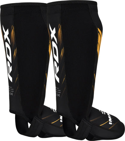 RDX IMMAF Approved Neoprene Shin Instep Guards Golden