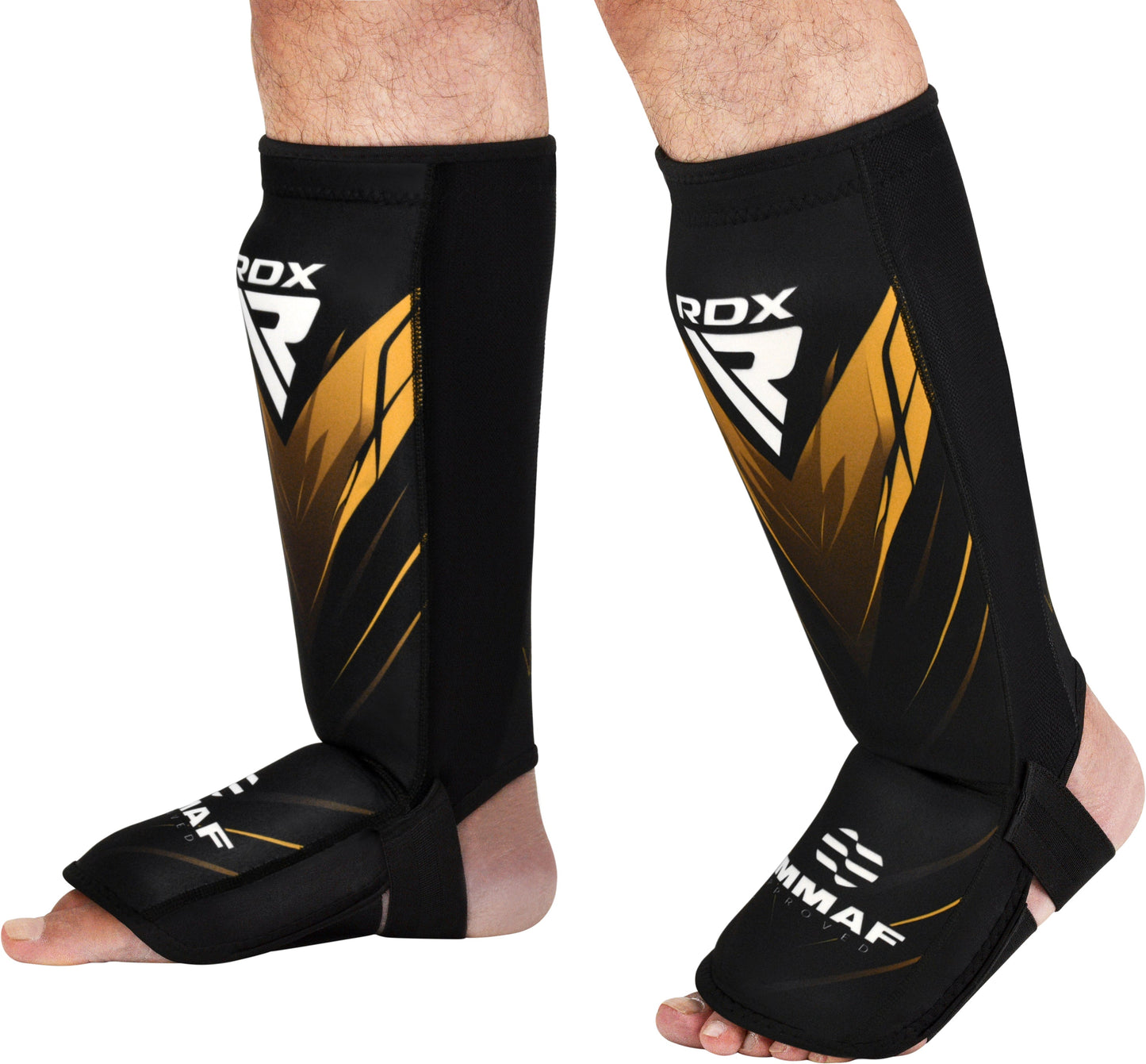 RDX IMMAF Approved Neoprene Shin Instep Guards Golden