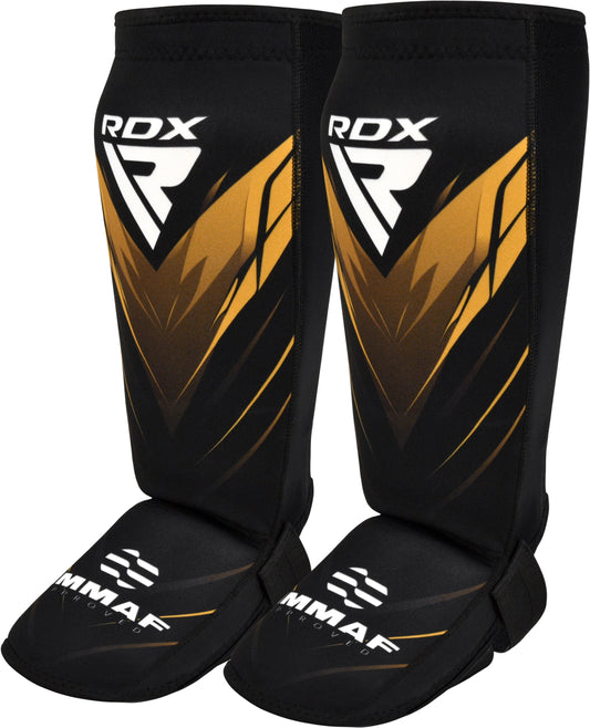 RDX IMMAF Approved Neoprene Shin Instep Guards Golden