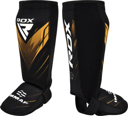 RDX IMMAF Approved Neoprene Shin Instep Guards Golden