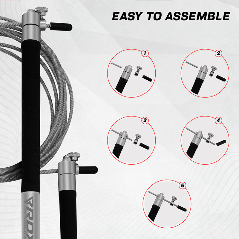 RDX C3 Adjustable 10.3ft Skipping Rope with Non-Slip Handles