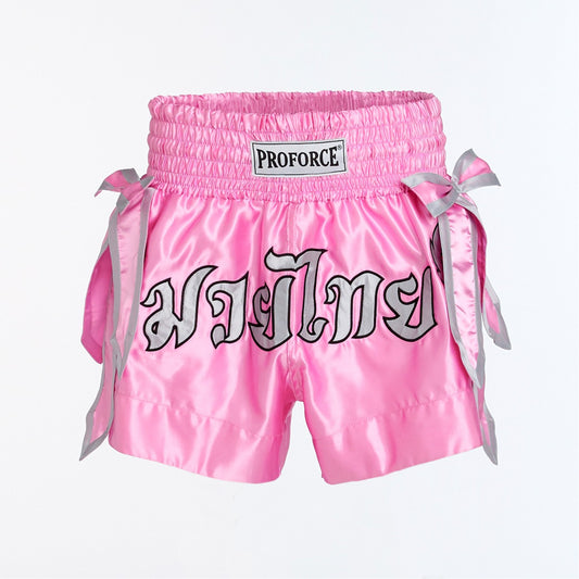 ProForce Sport® Angel Wing Muay Thai Shorts w/Pink Bows