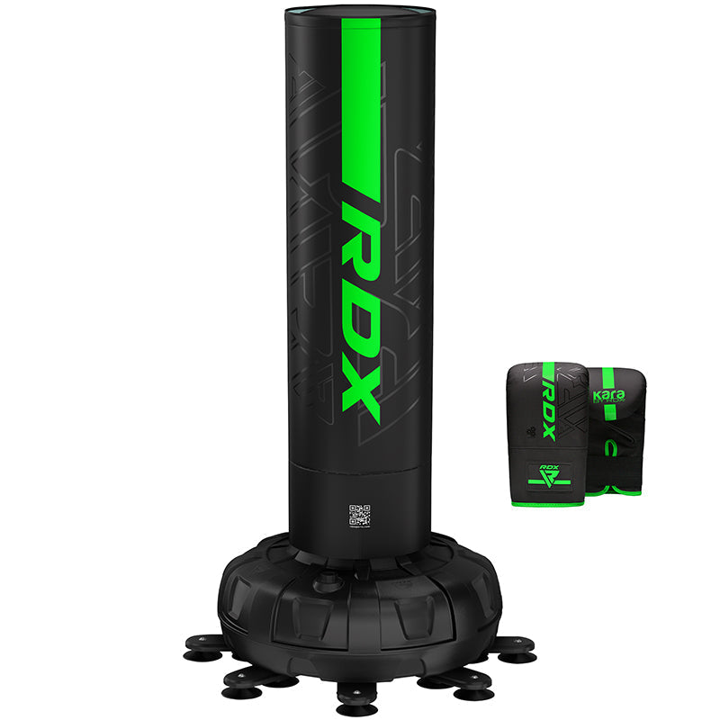 RDX F6 6ft Kara Green & Black Free-Standing Punch Bag With Mitts Set