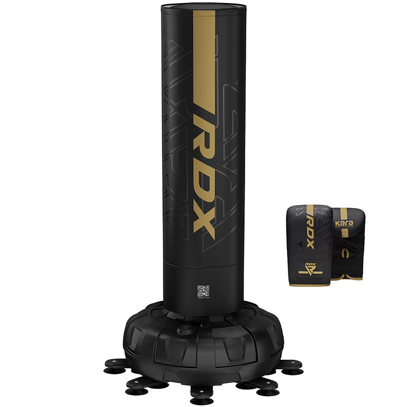 RDX F6 6ft Kara Golden & Black Free Standing Punch Bag With Mitts Set