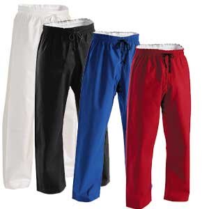 10 oz. Middleweight Brushed Cotton Elastic Waist Pants showing red blue black and white standing up