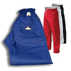 12 oz. Heavyweight Contact Pant four colors red white and black with blue folded in foreground. 