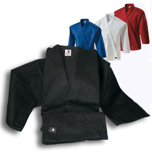 10 oz. Brushed Cotton Traditional Jacket picture of four jackets red, white, blue, and black jacket is laying down. 